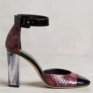Anthropologie Deimille Noha Cap-Toe Reptile Print Leather Pumps Heels Size 36